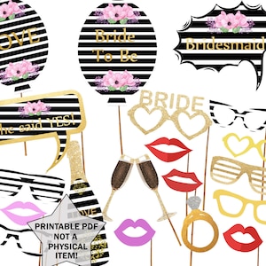 Printable Bridal Shower Photo Booth Props Bride Photobooth Props Bachelorette Printable Props Bachelorette Party Bride To Be
