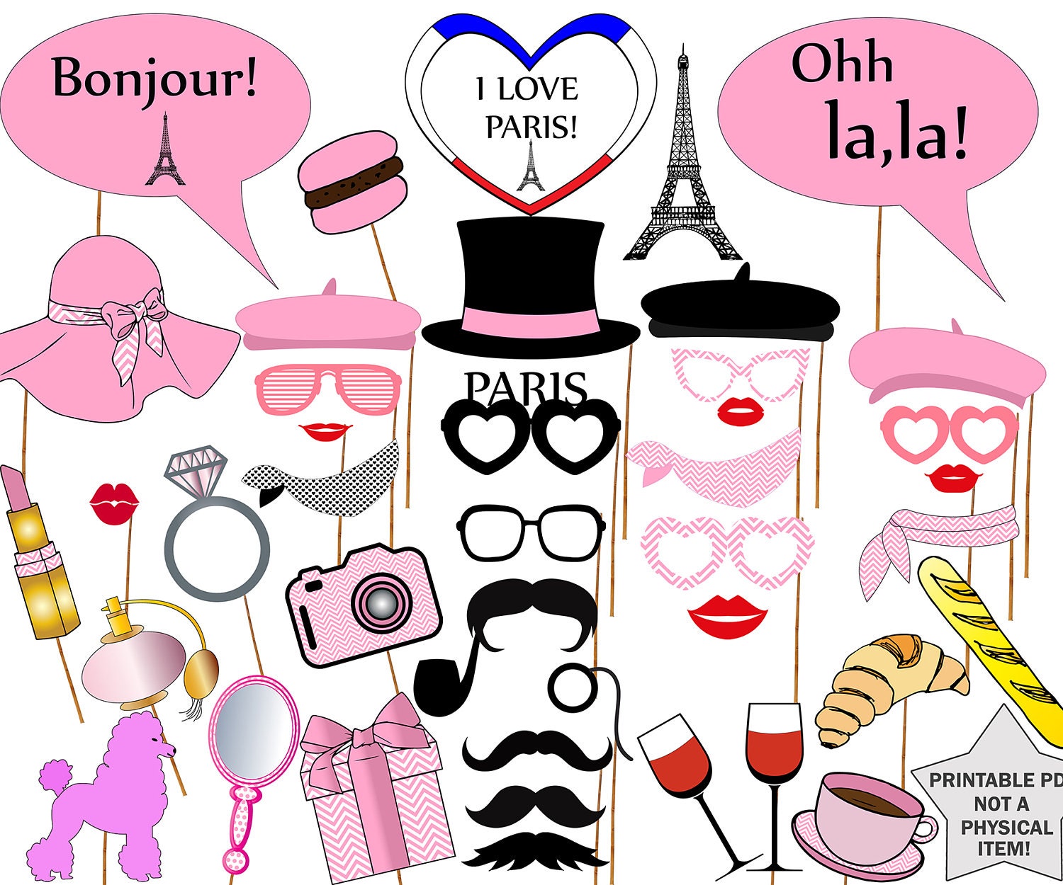 Paris themed best sale photo booth props