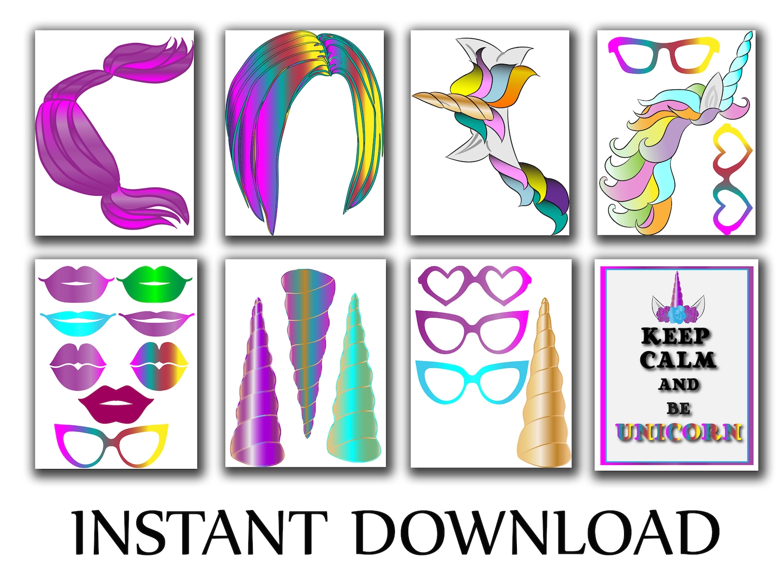 Unicorn Photo Booth Props unicorn PARTY Props Unicorn Birthday,rainbow