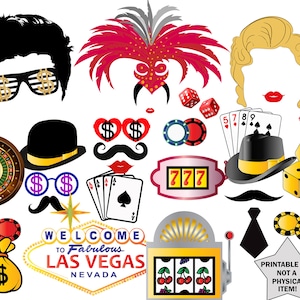 Casino Photo Booth Props: &quot;LAS VEGAS PARTY&quot; Poker Party Props,Poker night,Casino Birthday,Vegas photobooth,Atlantic city props,Printable pdf