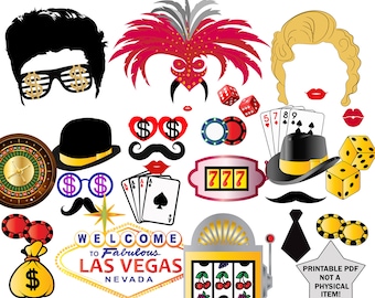 Las Vegas Photo Booth Props: Casino Party Decorations (Printable PDF)