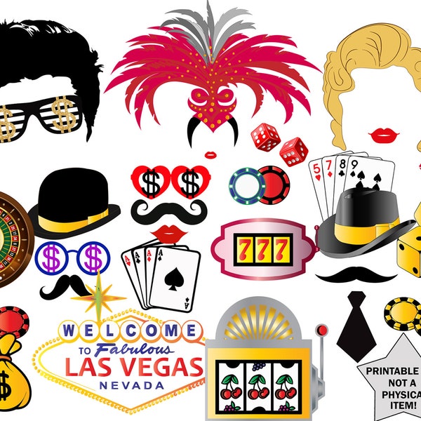 Casino Photo Booth Props: "LAS VEGAS PARTY" Poker Party Props,Poker night,Casino Birthday,Vegas photobooth,Atlantic city props,Printable pdf