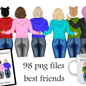 Best Friends Clipart, Sisters Clipart, BFF Clipart, BFF Custom art, Besties clipart, Soul Sisters Clipart, BFF Mug Design