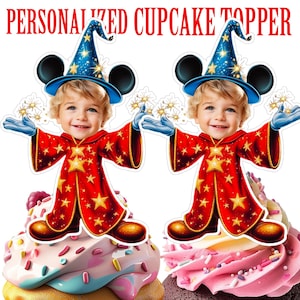 Mouse Ears Birthday Cupcake Topper, Personalized Mouse Ears Boy Cupcake Topper, Printable Custom Photo Mouse Kid Cake Topper Mouse Ear Party