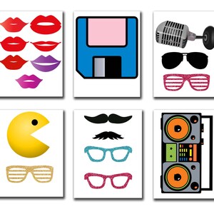 80s Photo Booth Props: "80's PARTY Props" 1980's Era Photobooth Props ...