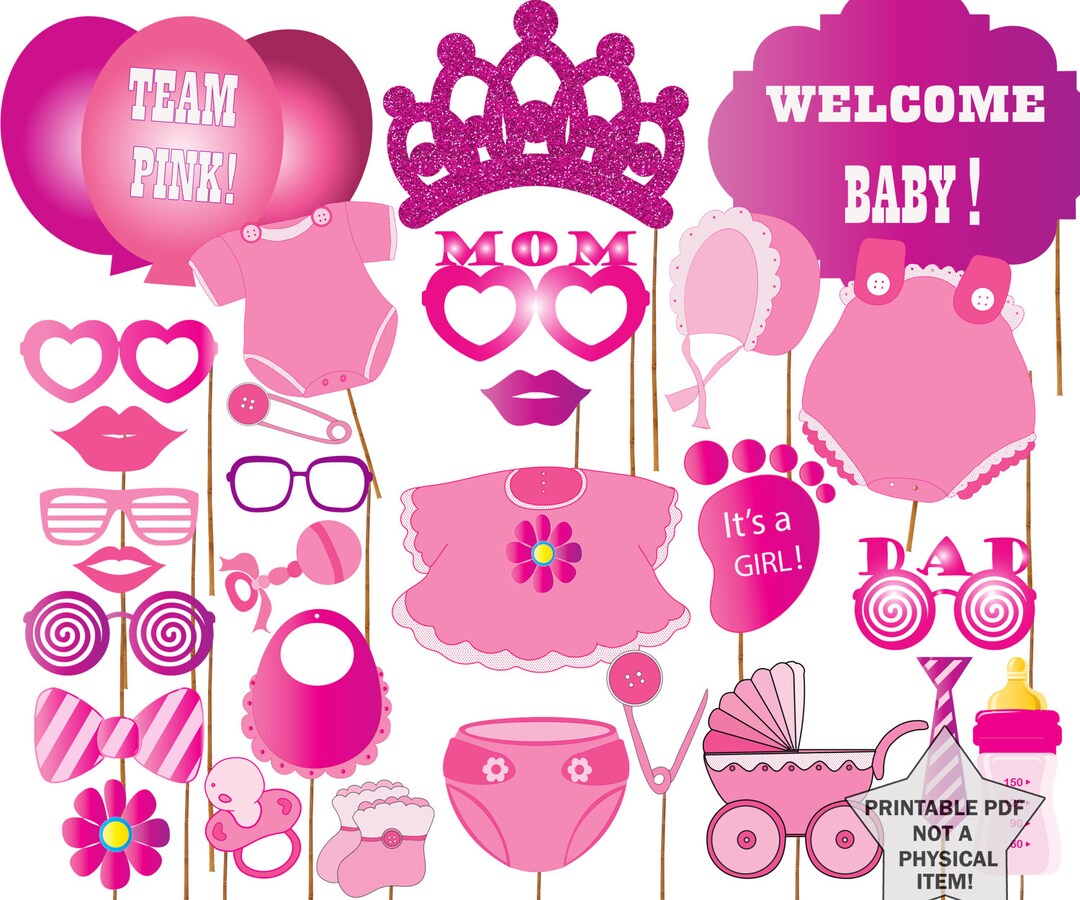 Baby Shower Photo Booth Props girl BABY Shower It's A Girl Booth Props