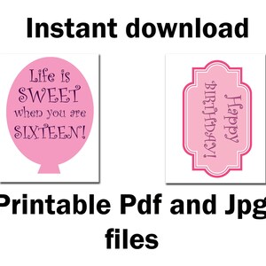 Sweet 16 Photo Booth Props: SWEET 16 PHOTOBOOTH Sweet sixteen props Printable sweet 16 Birthday party props 16th birthday sweet 16 party image 4