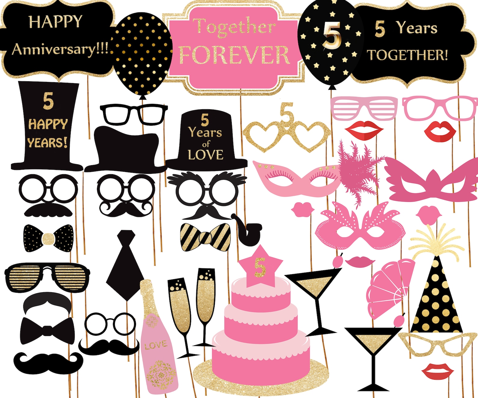 5th Anniversary Party Photo Booth Prop anniversary Etsy