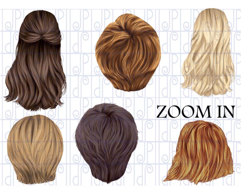 Hairstyles Clipart, Girls Hair Clipart, Hair Clip Art, Womans Hair ...