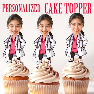Personalized Doctor Face Cupcake Topper: Custom Photo MD Decor (Digital File)
