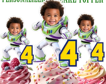 Adorno personalizado para cupcakes de cumpleaños de Buzz: foto personalizada (archivo digital)
