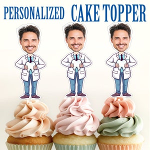 Zahnarzt Cupcake Topper, personalisierte Zahn Arzt Gesicht Cupcake Topper druckbare benutzerdefinierte Foto Zahnarzt Kuchen Topper Geburtstag Dekor DDS Topper