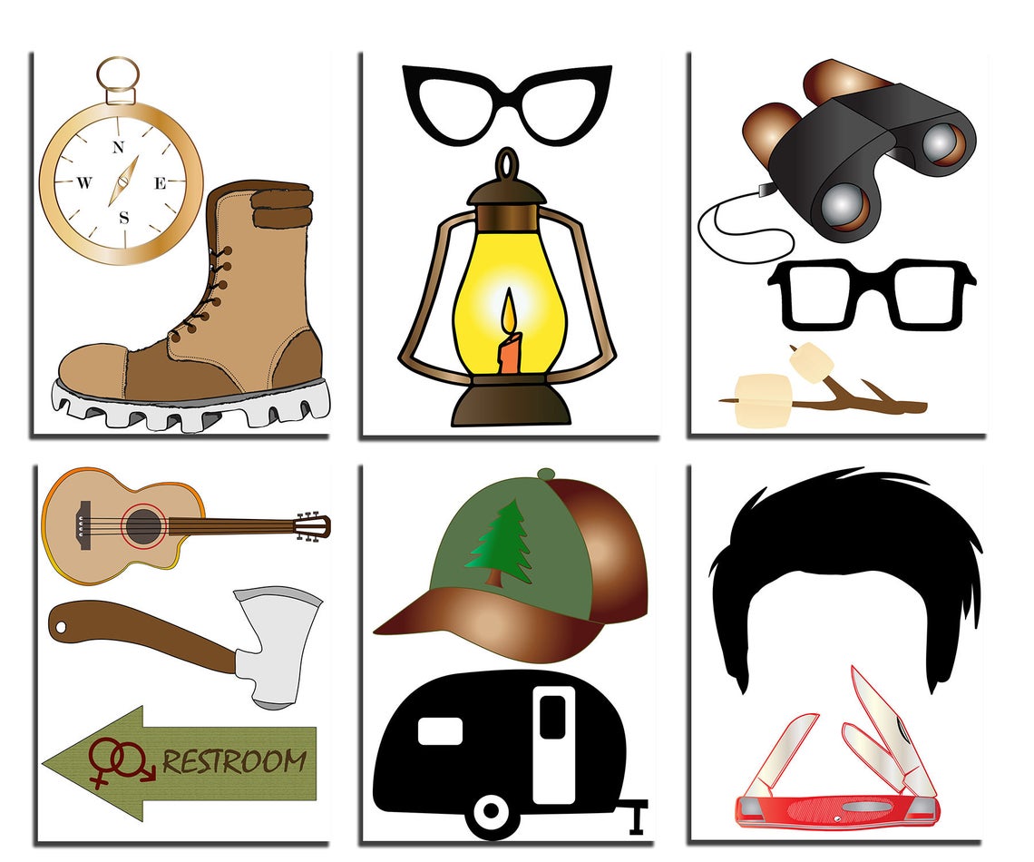 Camping Party Photo Booth Props: printable CAMPING Props Camper Photo ...