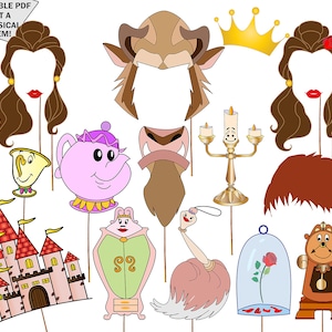 Beauty and the Beast Photo Booth Props: Party Printables (Digital Download)