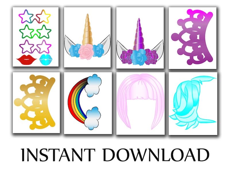 Unicorn Photo Booth Props: unicorn PARTY Props Unicorn Birthday,rainbow ...