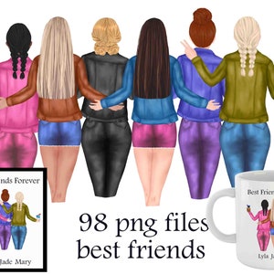 Best Friends Clipart, Sisters Clipart, BFF Clipart, BFF Custom art, Besties clipart, Soul Sisters Clipart, BFF Mug Design