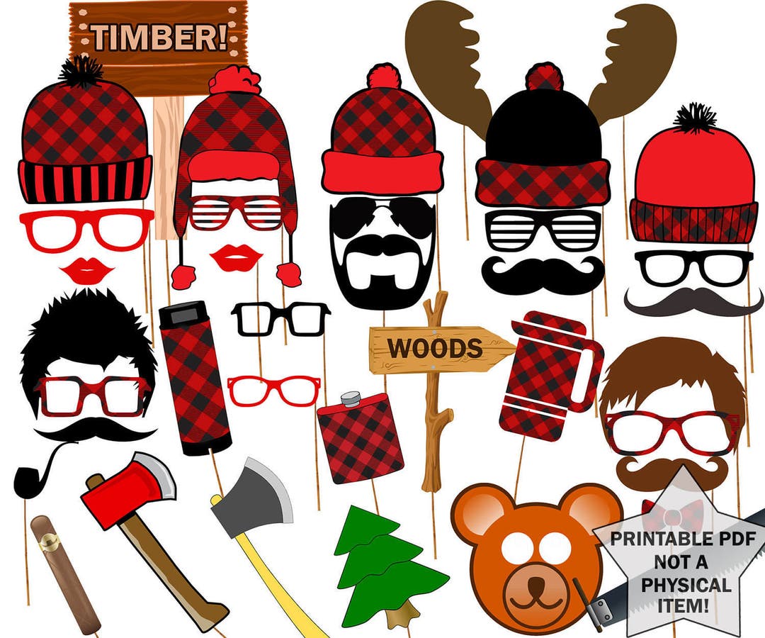 Lumberjack Photo Booth Props: party PHOTO Props Lumberjack Props Party ...