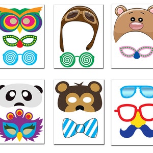 Printable Animals Photo Booth Props: animal MASK Props Animal Birthday ...