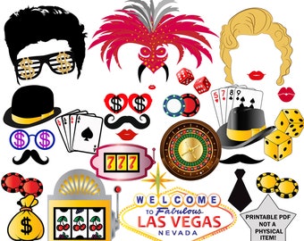 Casino Party Photo Booth Props: Las Vegas, Poker, Atlantic City (Printable PDF)