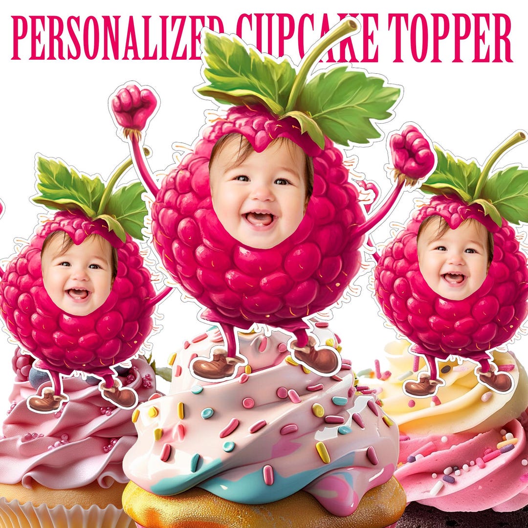 Raspberry Cupcake Toppers, Personalized Raspberry Cupcake Toppers ...