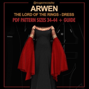 Arwen dress pattern medieval DIGITAL sizes 34-44 guide for Cosplay Lord of the Rings / 3x1 vestidos Arwen patrón 34-44 guia. image 1