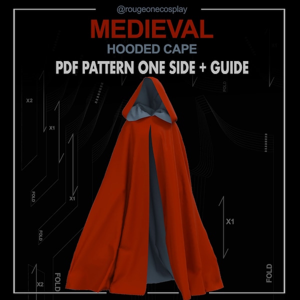 Fantasy cape pattern DIGITAL sewing pattern ONE SIZE pdf + guide / Elven Cape medieval fantasy