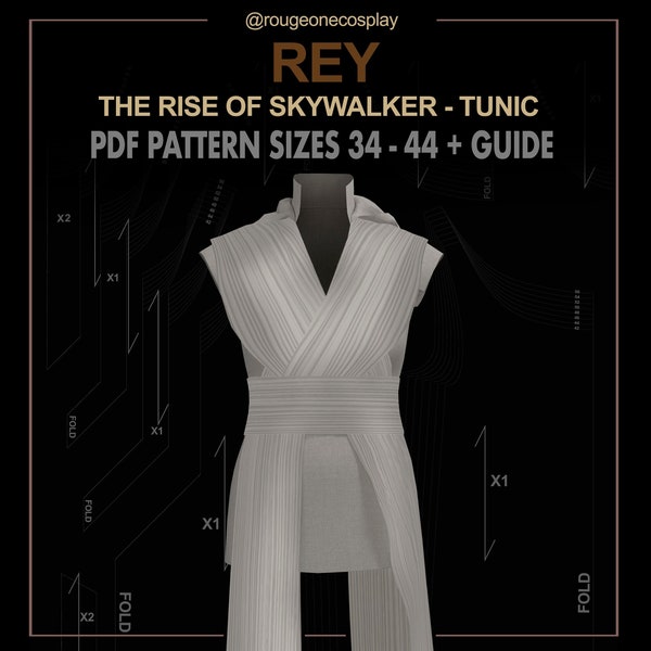 rey cosplay costume pattern DIGITAL sizes 34-44 + guide / jedi