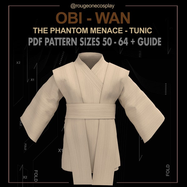 Obi Wan Schnittmuster Tunika DIGITAL Größen 50-64 + Anleitung / Jedi-Anzug