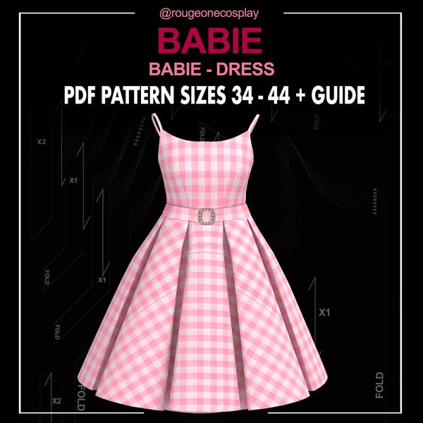 Dress pattern movie cosplay costume DIGITAL sizes 34-44 + guide