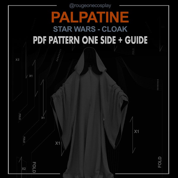Palpatine cosplay costume cloak starwars cosplay pattern DIGITAL one size + guide