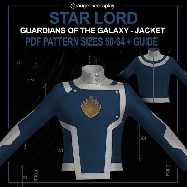 star lord jacket cosplay template guardians of the galaxy pattern DIGITAL sizes 50-64 + guide / starlord suit