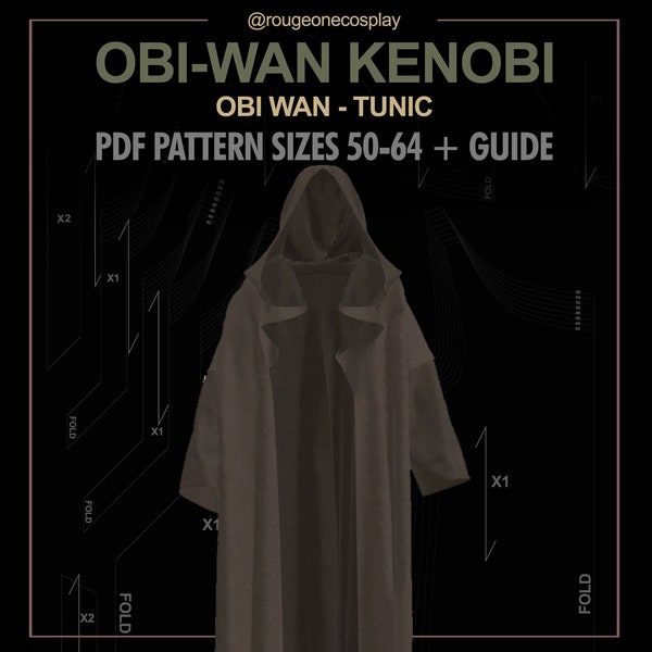 obi wan kenobi starwars cosplay TUNIC patrón PDF tallas 50-64 + guía / túnica jedi
