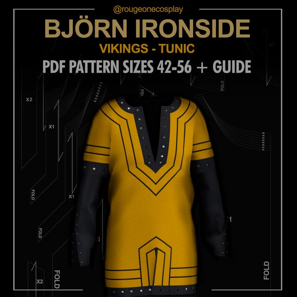 viking tunic pattern bjorn DIGITAL sizes 42-56 +EN/ES guide for Cosplay