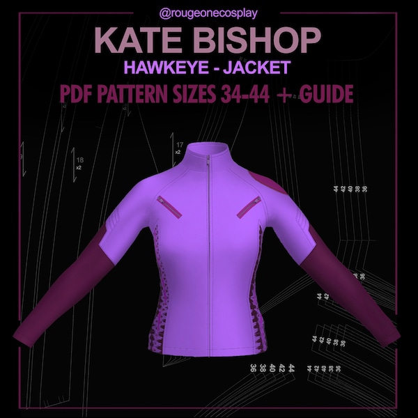kate bishop cosplay hawkeye costume pattern PDF sizes 34-44 + guide / avengers