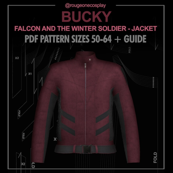 winter soldier jacket bucky costume pattern PDF sizes 50-64 + guide / falcon and winter soldier  captain america