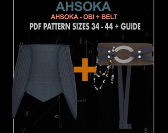Ahsoka sewing pattern BELT+ OBI starwars cosplay patterns DIGITAL 34-44 sizes + guide