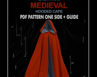 Patron cape fantaisie NUMERIQUE TAILLE UNIQUE pdf + guide / Cape elfique médiévale fantaisie
