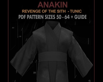 Anakin tunic pattern robe sash DIGITAL sizes 50-64 + guide / jedi suit