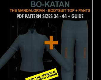 motifs mandaloriens bo katan combinaison de vol starwars cosplay TOP + PANTALON modèle numérique pdf tailles 34-44 + guide / combinaison de vol