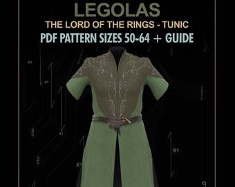 Legolas kostuum Legolas cosplay tuniek/de heer van de ringen cosplay digitaal patroon PDF maten 50-64 + gids/elf tuniek