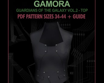 Gamora costume Pattern TOP pdf sizes34-44 +EN/ES guide for Cosplay(Guardians of the Galaxy 2) /gamora corpiño - patrón tallas 34-44 +guia.