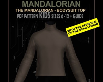 Mandalorian  KIDS bodysuit starwars cosplay TOP pattern PDF sizes 6-12 + guide / mando suit