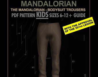 Mandalorian KIDS bodysuit starwars cosplay TROUSERS pattern PDF sizes 6-12 + guide / mando suit