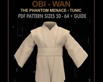 obi wan sewing pattern tunic DIGITAL sizes 50-64 + guide / jedi suit