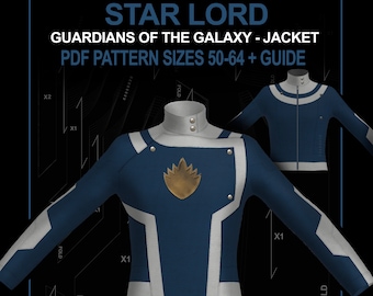 star lord jacket cosplay template guardians of the galaxy pattern DIGITAL sizes 50-64 + guide / starlord suit