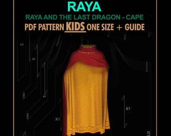 Raya cape Raya and the last dragon costume KIDS pattern PDF+ guide / Capa Raya y el último dragón - patrón PDF + guia.