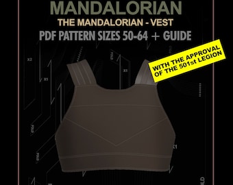 Mandalorian vest mandolrian costume pattern flak DIGITAL sizes 50-64 + guide / mando flight suit