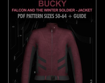 winter soldier jacket bucky costume pattern PDF sizes 50-64 + guide / falcon and winter soldier  captain america