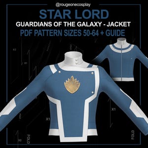star lord jacket cosplay template guardians of the galaxy pattern DIGITAL sizes 50-64 + guide / starlord suit