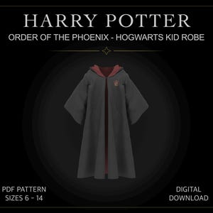 Harry Potter Hogwarts Robe Pattern, Kids' Tunic Cosplay (Sizes 6-14) (PDF Pattern)